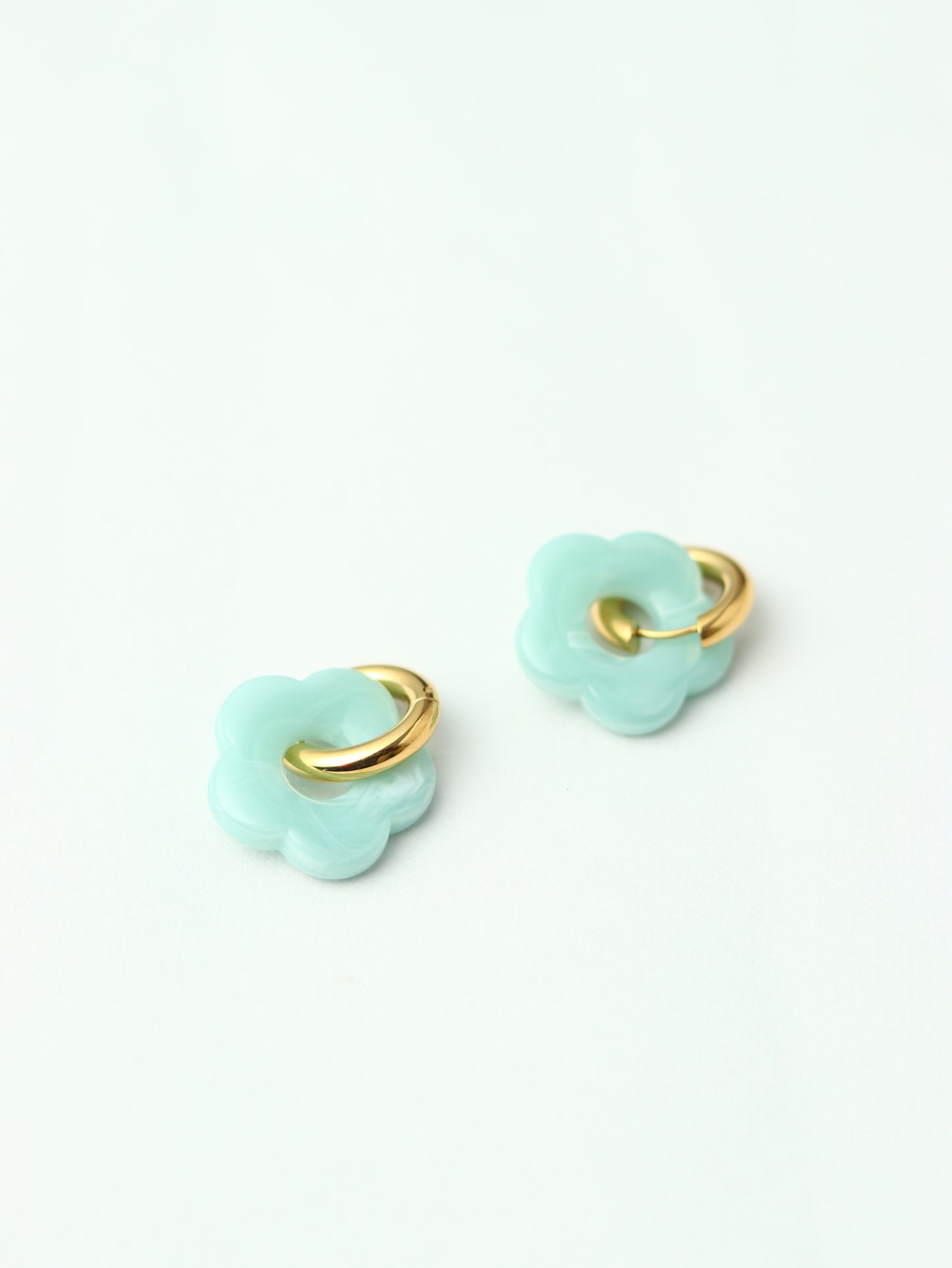 Green Flower hoops