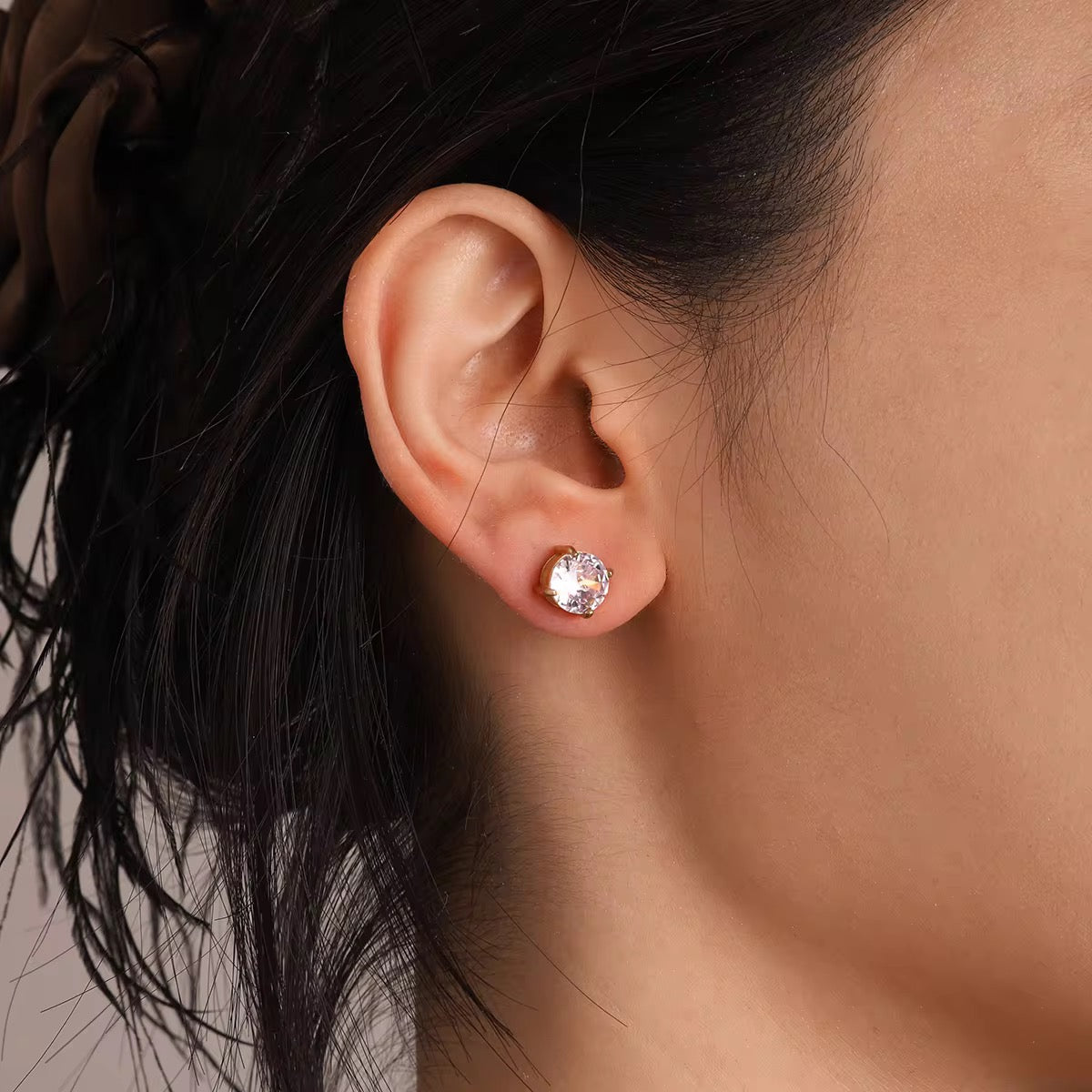 Round Cut CZ Solitaire Studs