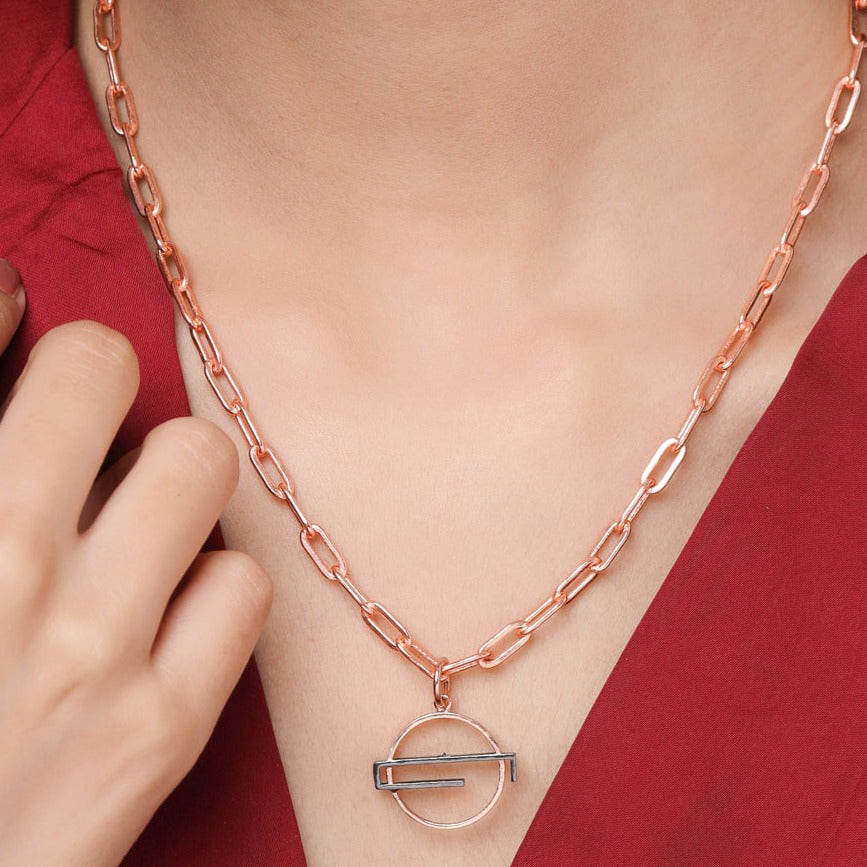 Curio Necklace - Rose Gold/Black