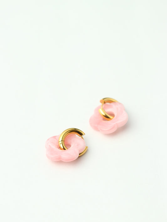 Pink Flower hoops