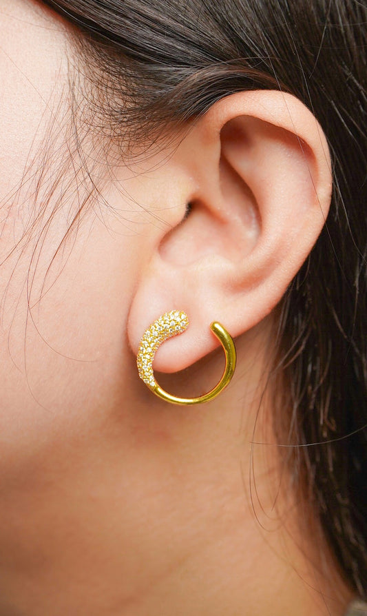 Crescent Glimmer Hoops - 925 Silver