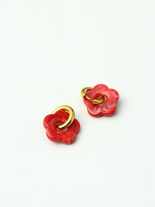 Red Flower hoops