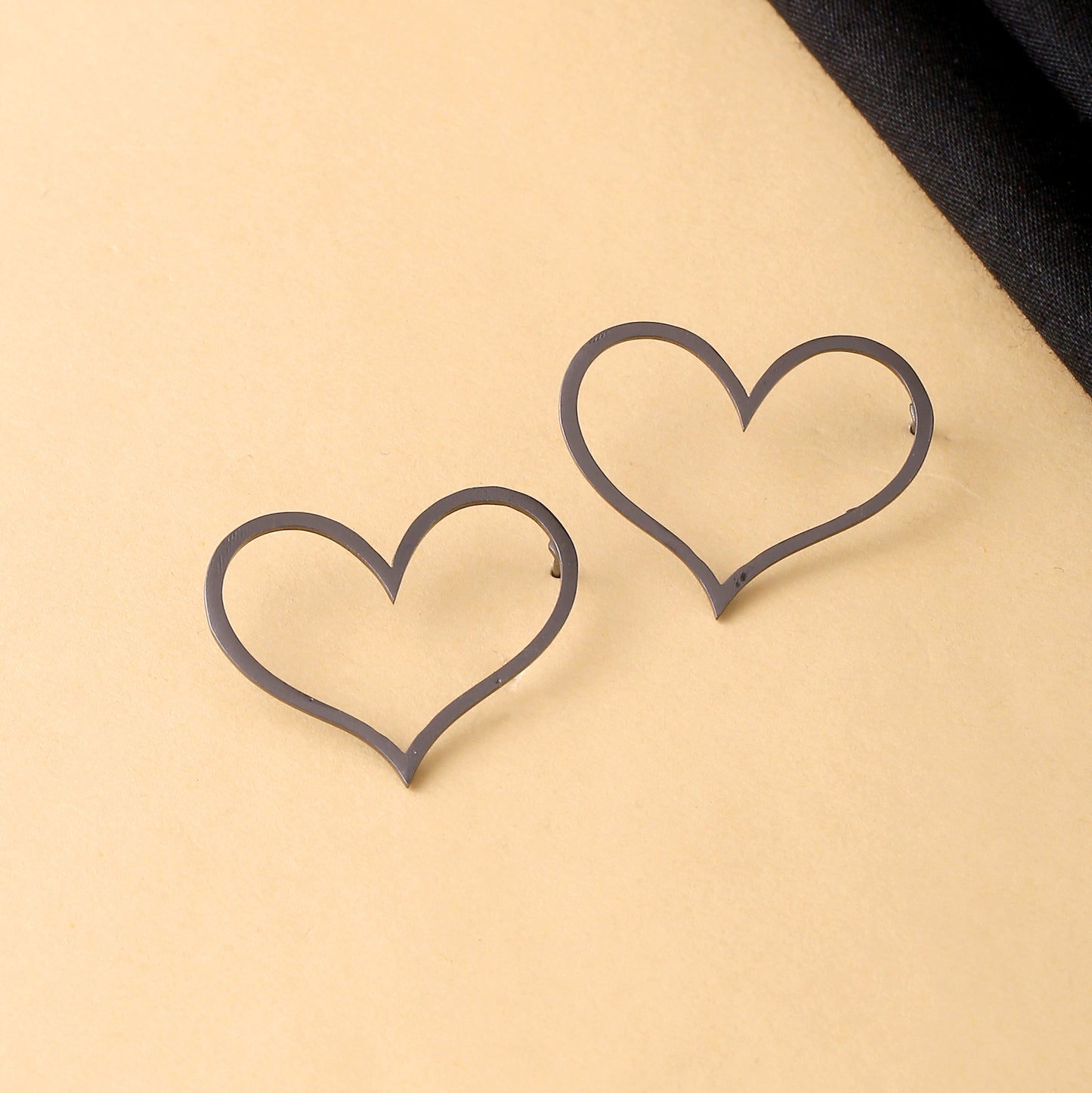 Happy Heart Studs - Black