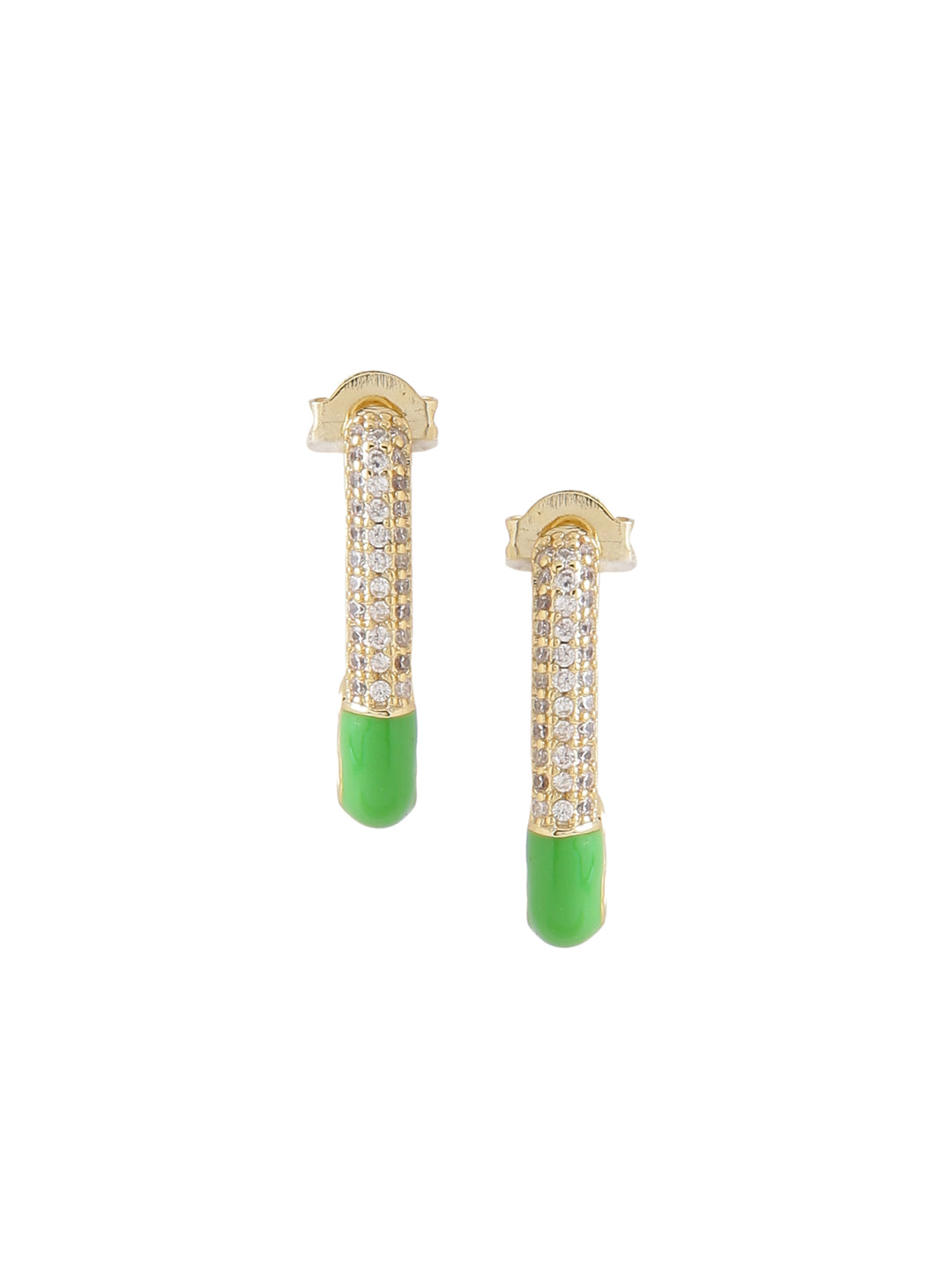 Cotton Candy Safety Pin Earrings - Green