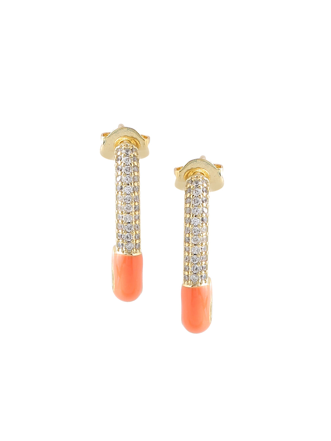Cotton Candy Safety Pin Earrings - Orange