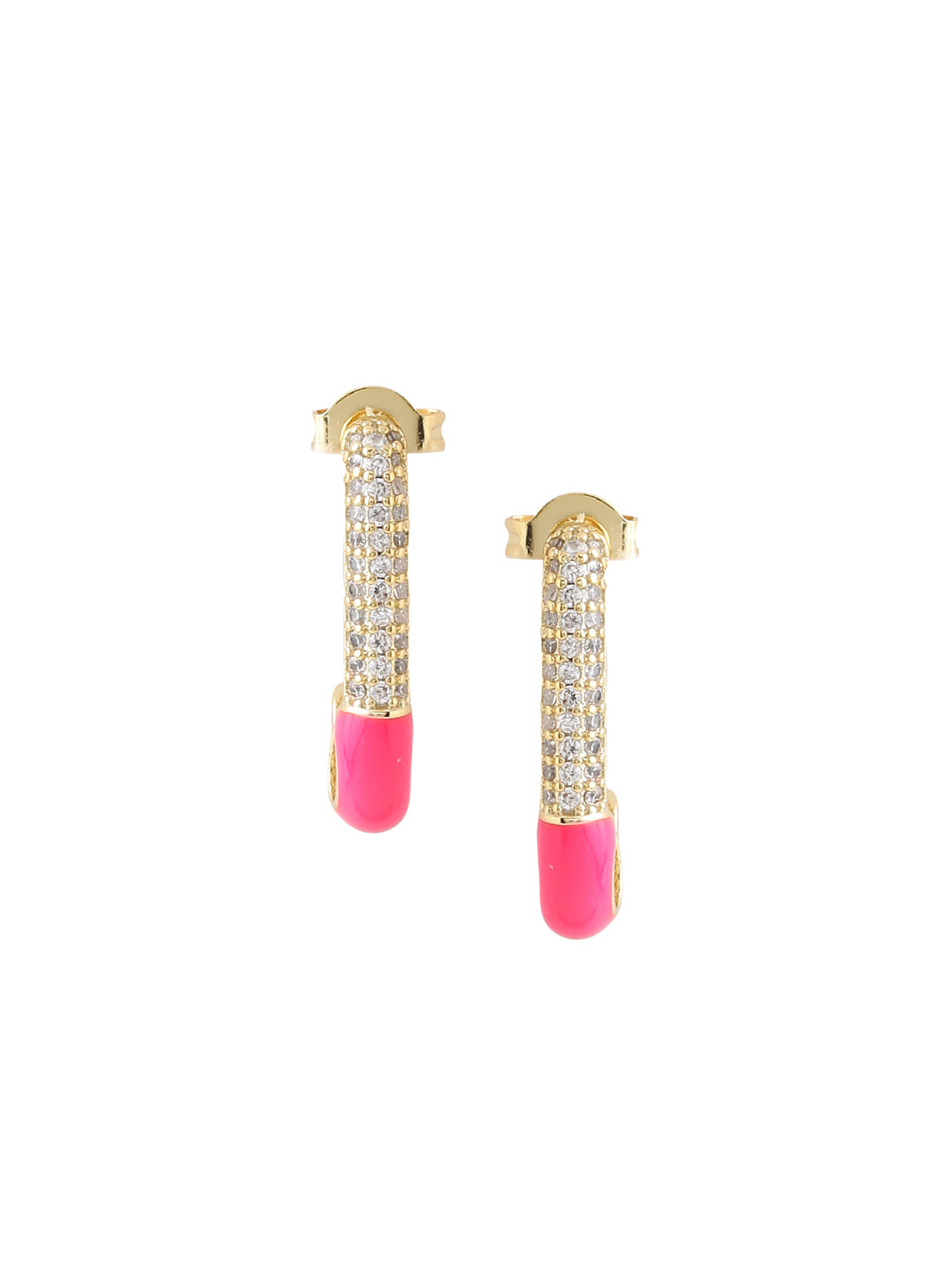 Cotton Candy Safety Pin Earrings - Pink