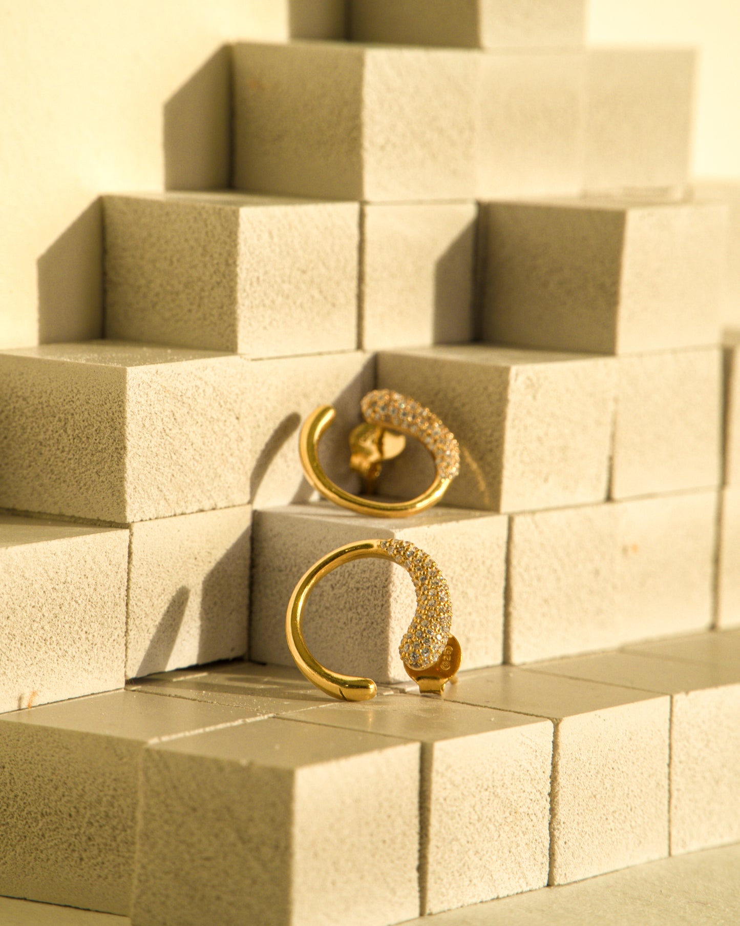 Crescent Glimmer Hoops - 925 Silver