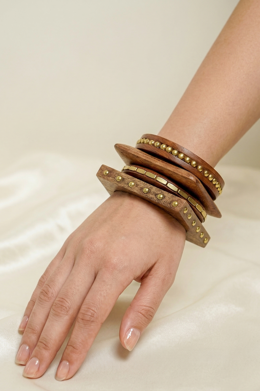 Mira Wood Bangle Stack - Set of 4
