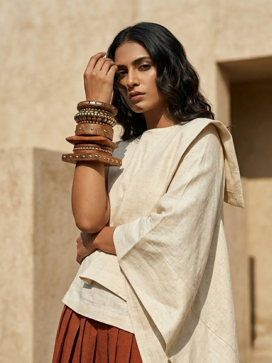 Handcrafted Wooden Bangle Stack – Set of 6