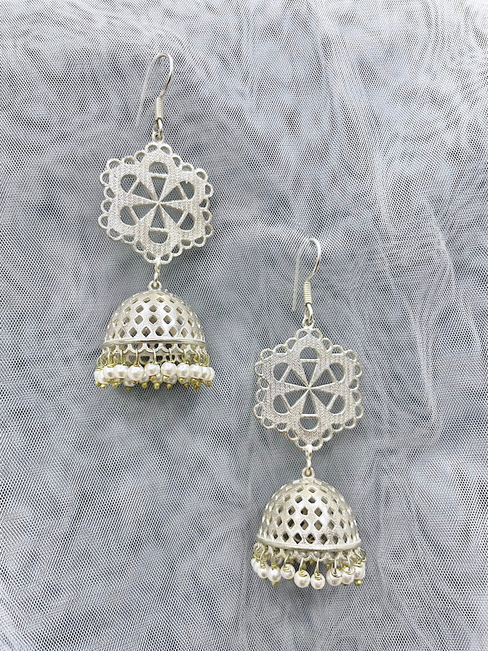 Mumtaz Jhumkis - Silver