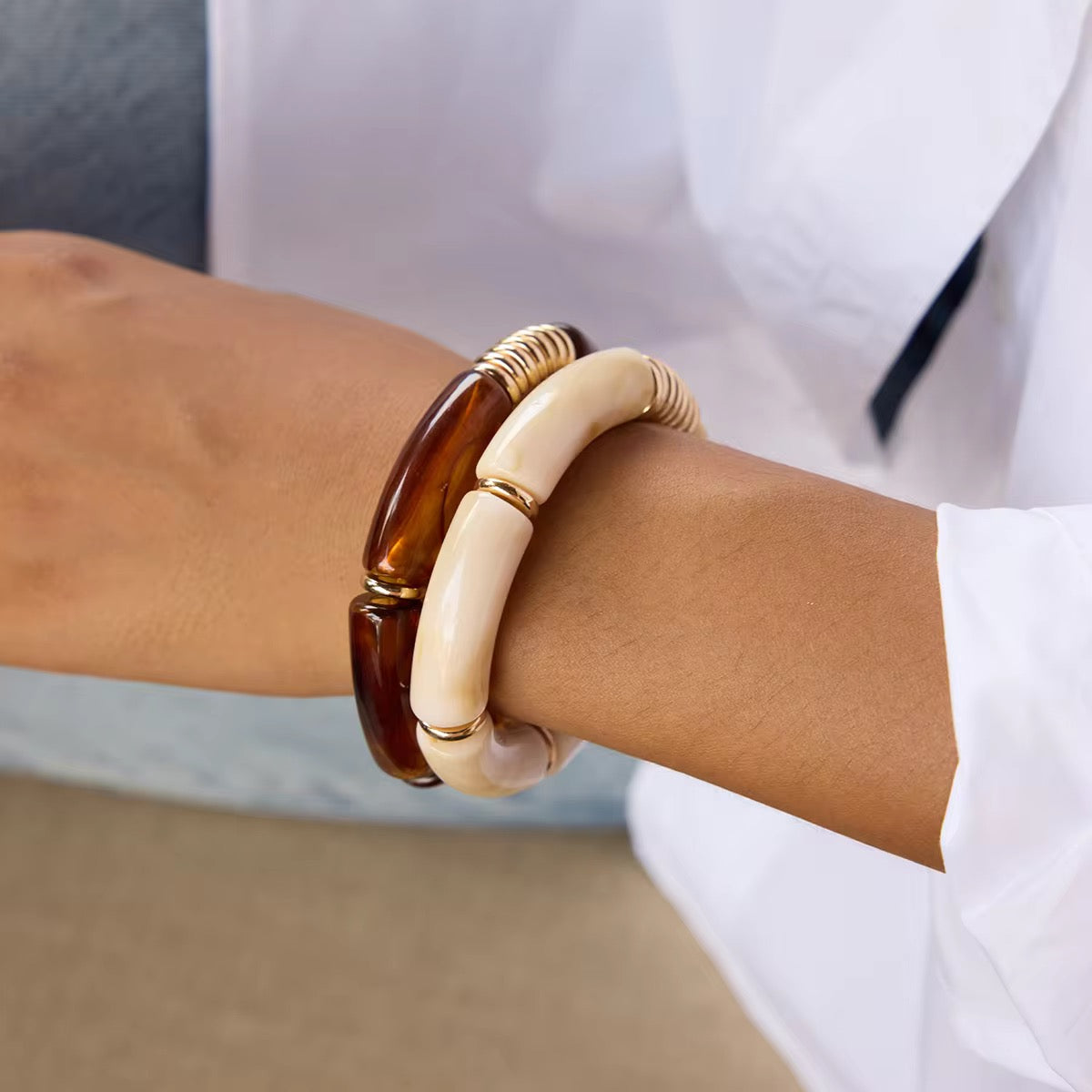 Ivory Brown Bangle set of 2