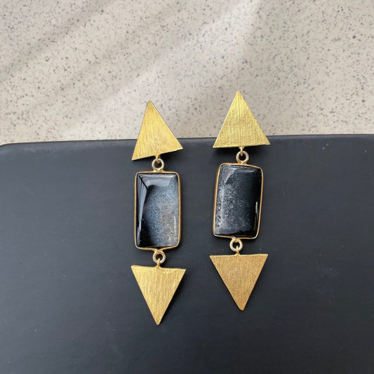 Raveena Tandon-Black Triangle Earrings