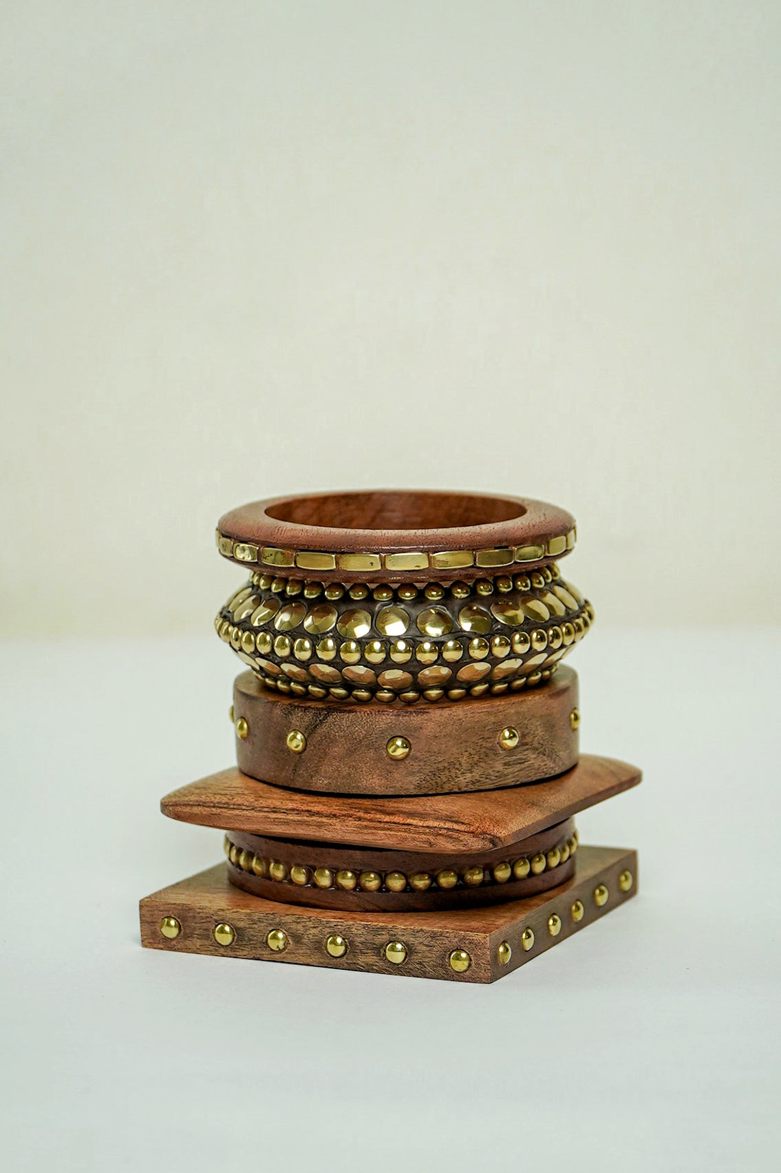 Handcrafted Wood Bangle Stack – Set of 6