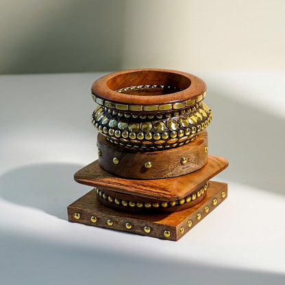 Handcrafted Wood Bangle Stack – Set of 6