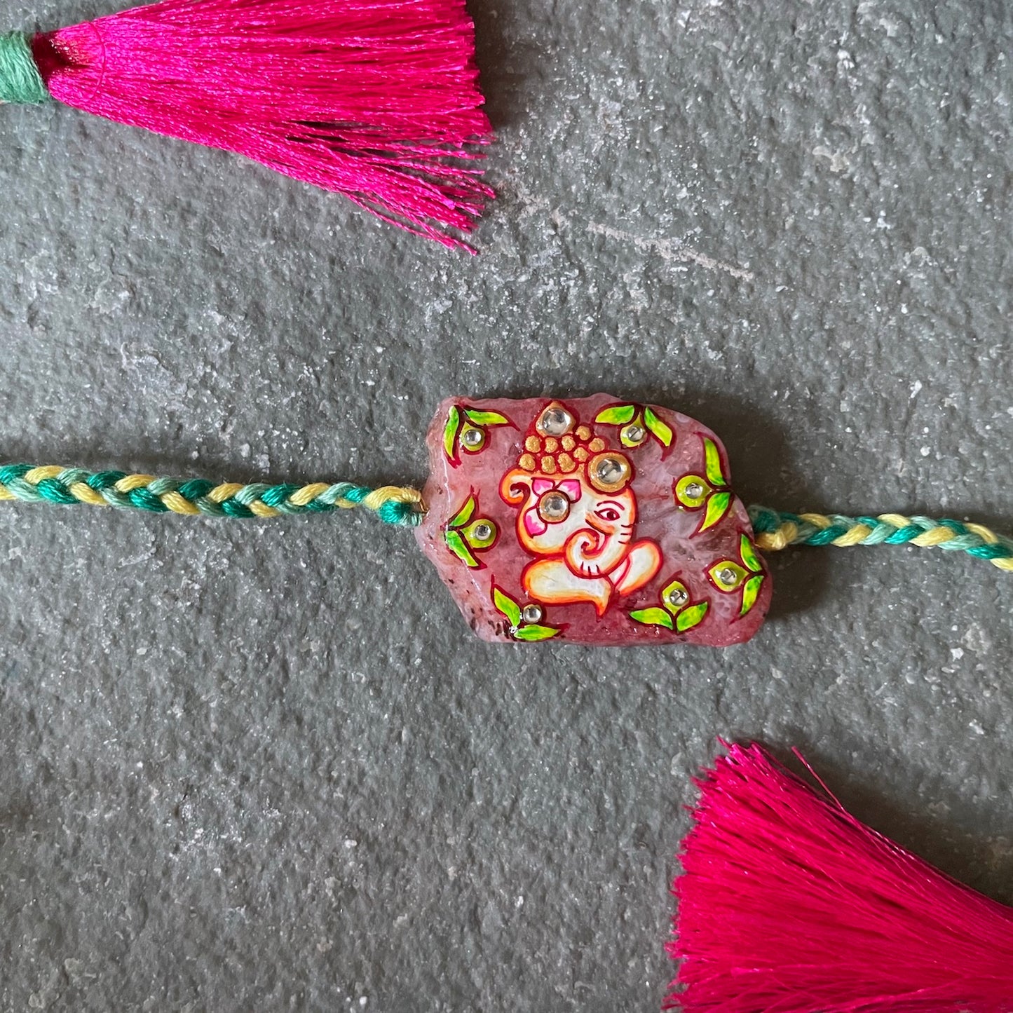 Ganesh Hand Painted Agate Rakhi