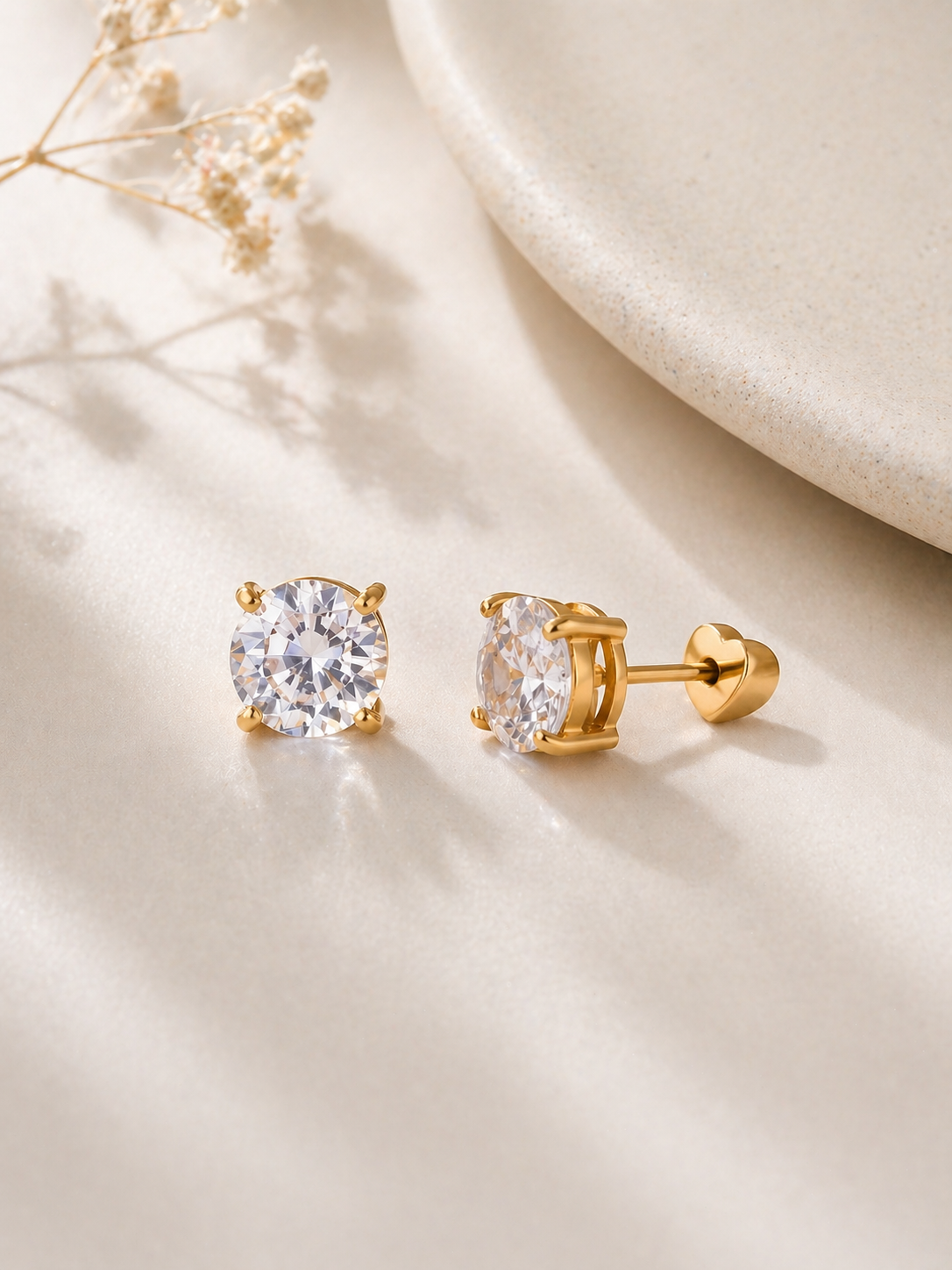 Round Cut CZ Solitaire Studs
