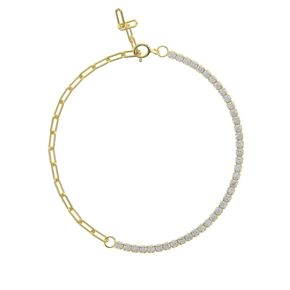 CZ Clip Chain Tennis Bracelet 925