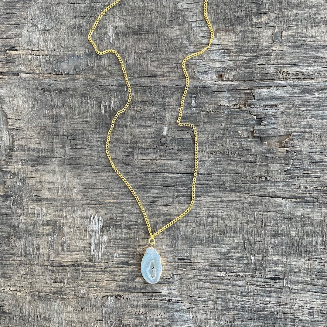 Agate Necklace - Crystal Grey
