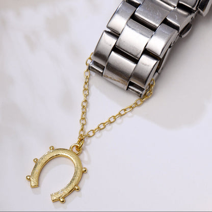 Horseshoe Watch Chain Charm - Golden