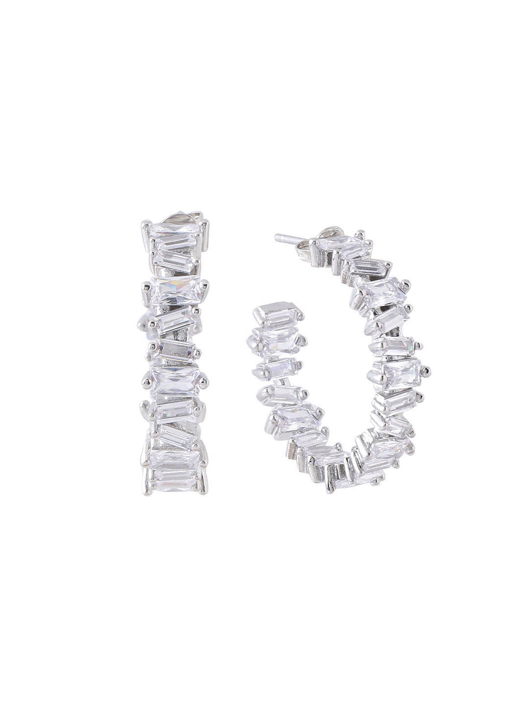 Crystal Hoops - Silver